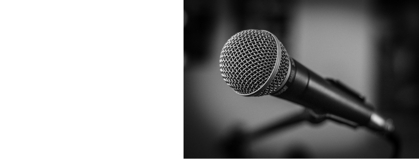 black and white picture of single microphone
